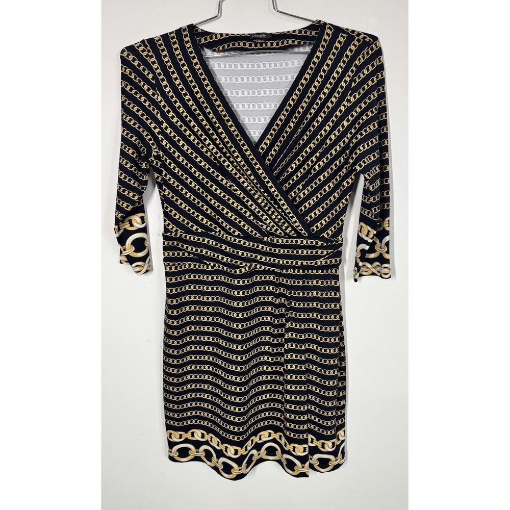 J.McLaughlin Catalina Cloth Long Sleeve Faux Wrap Dress Chain Print Women's L